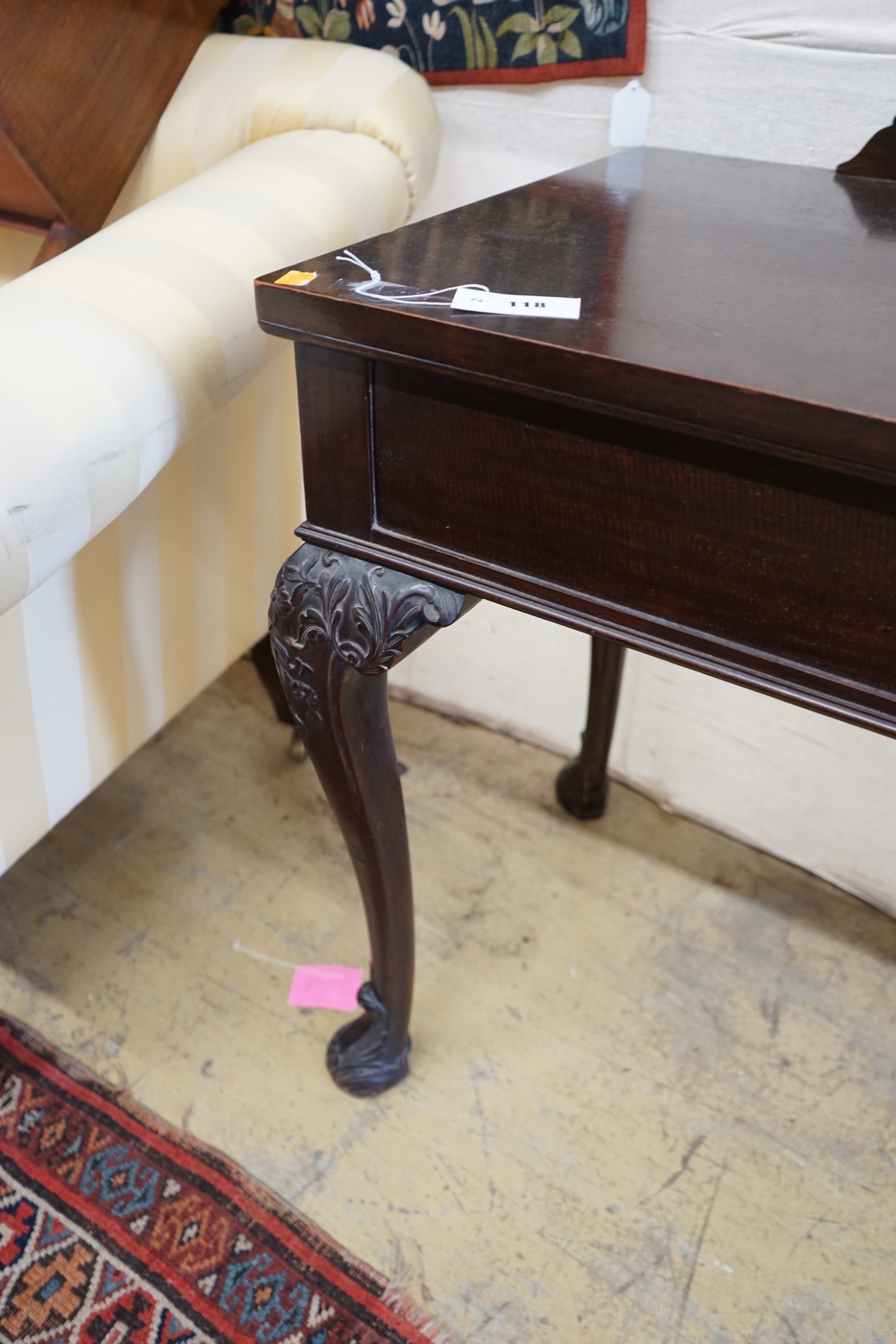 A late 19th century Irish style mahogany serving table, length 138cm, depth 56cm, height 84cm